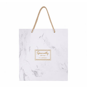 "Specially For You" Premium Marble Texture Gift Bag with Gold Rope Handles – Set of 2 by The Writershub