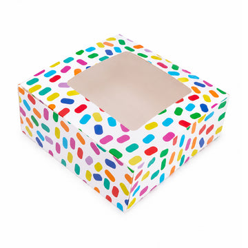 The Writershub Colourful Sprinkle Pattern Gift Box with White Ribbon – Festive Packaging