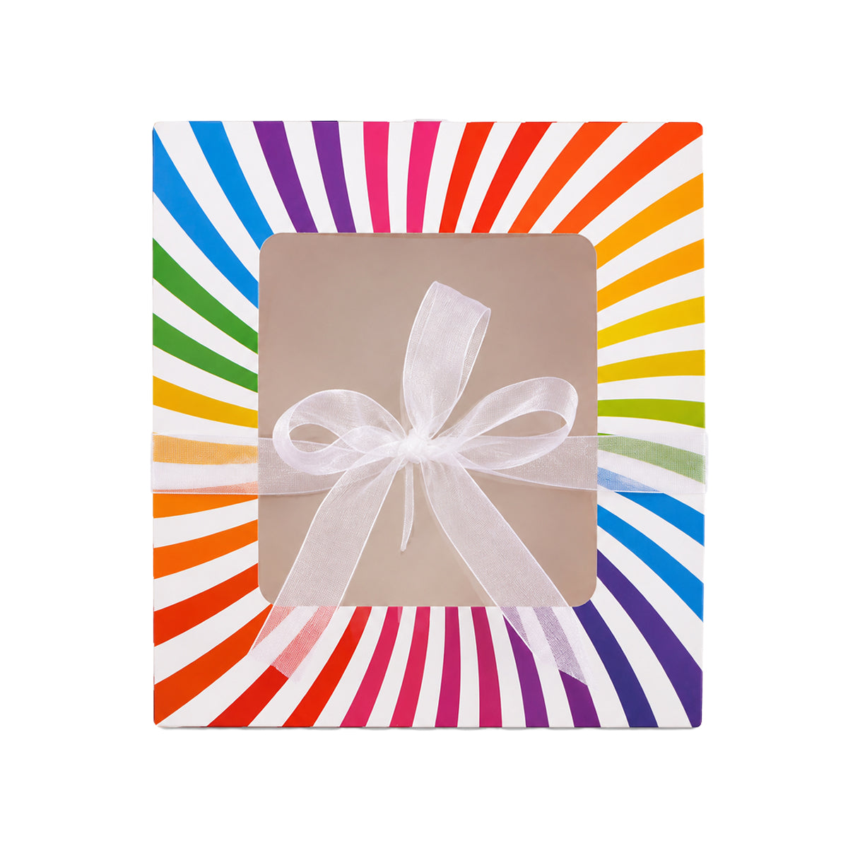 The Writershub Rainbow Pattern Gift Box with White Ribbon – Festive Wrapping Box