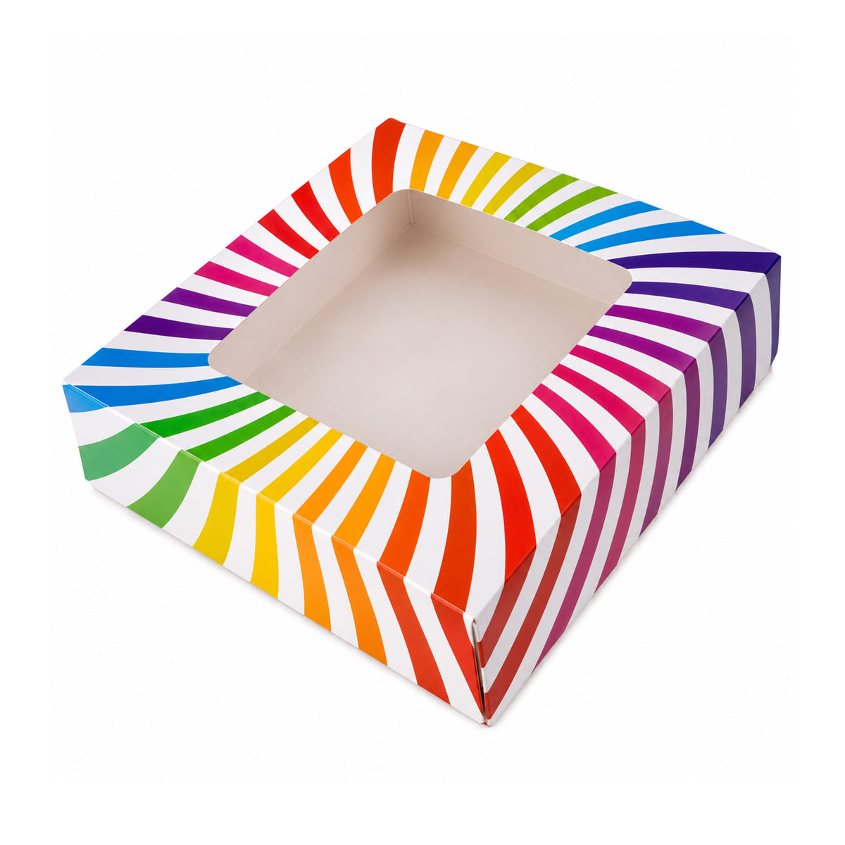 The Writershub Rainbow Pattern Gift Box with White Ribbon – Festive Wrapping Box