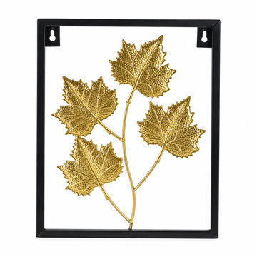 Gold Metal Maple Leaf Wall Art Frame – Elegant Framed Leaf Wall Decor