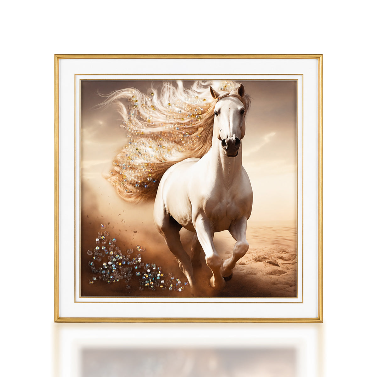 Horse Design Small Crystal Frame – Running White Horse | The Writershub
