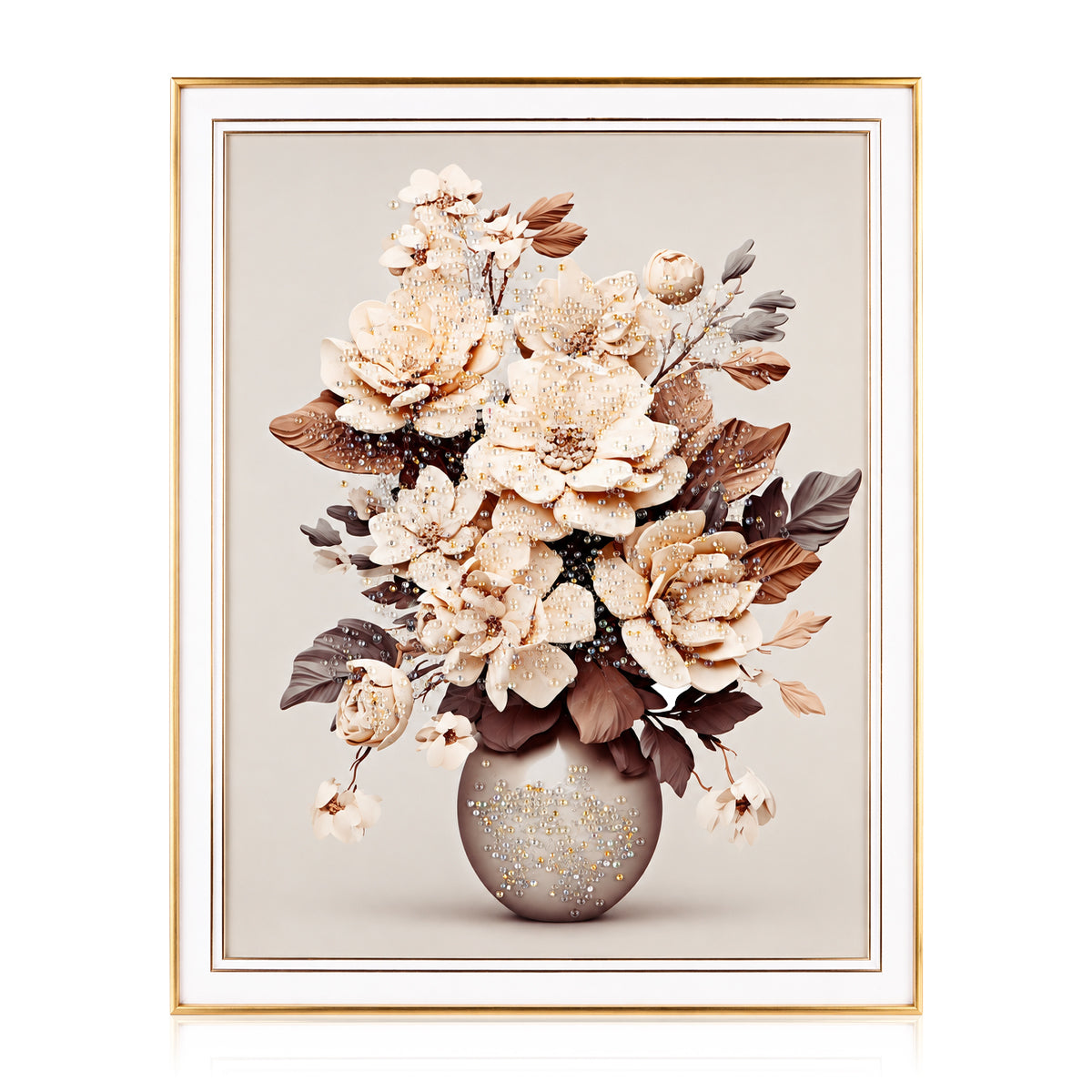 Premium Floral Crystal Art Frame – Decorative Flower Vase Wall Art