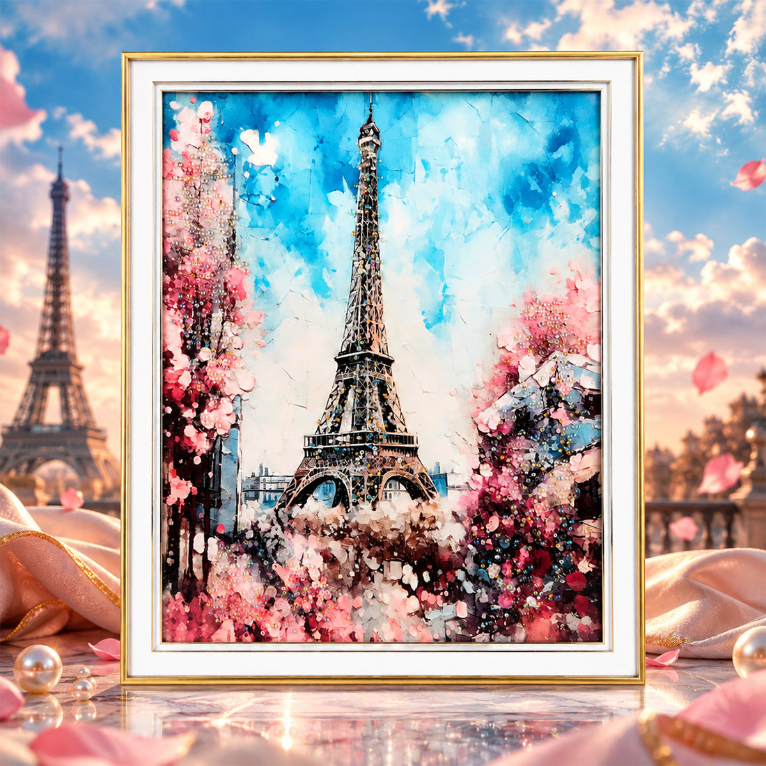 Eiffel Tower Large Crystal Frame – Premium Decorative Wall Art