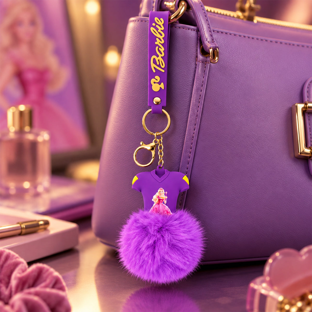 Barbie Fluffy Pom Pom Dress Keychain Charm – The Writershub
