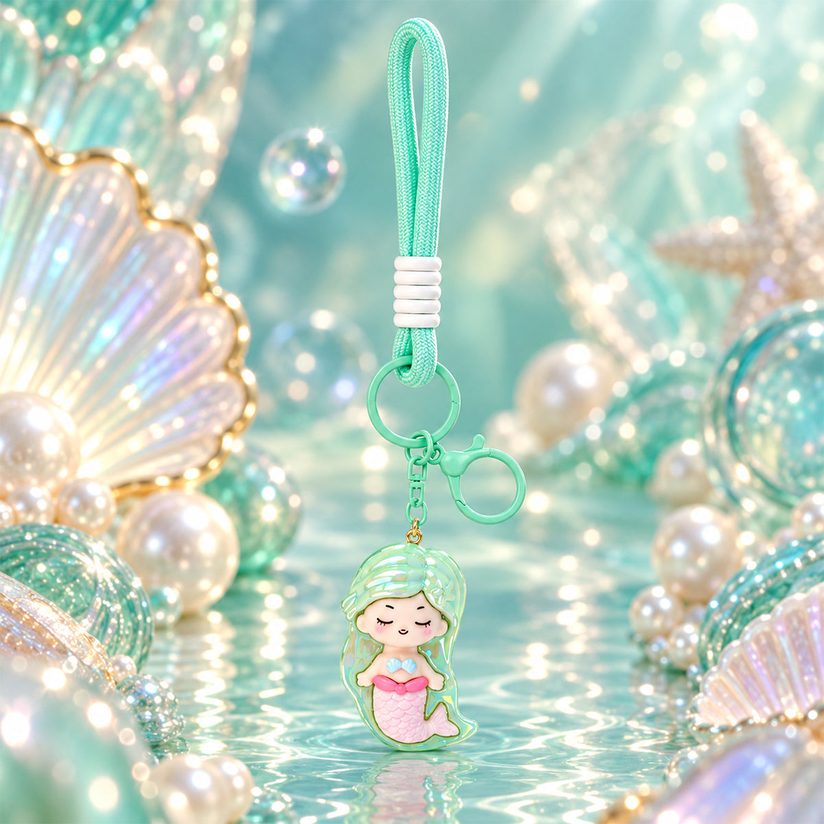 Kawaii-Style Cartoon Mermaid Keychain – Adorable 3D Pendant by The Writershub