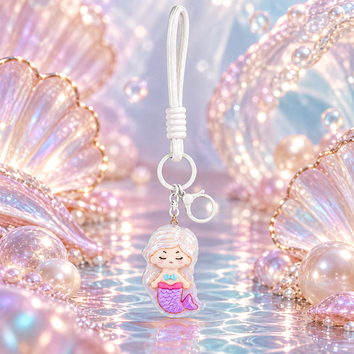 Kawaii-Style Cartoon Mermaid Keychain – Adorable 3D Pendant by The Writershub