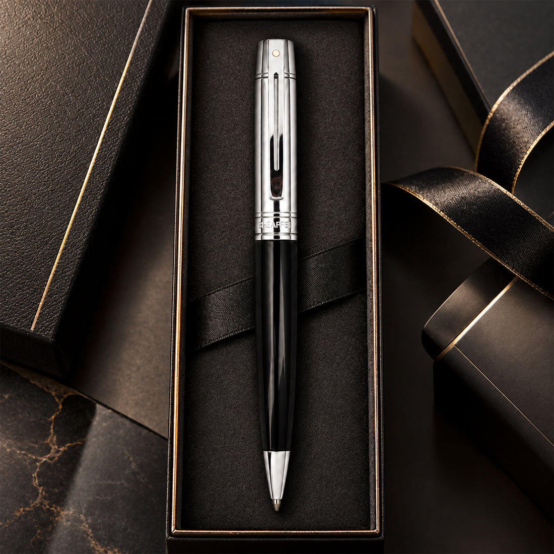 Sheaffer 300 Black & Silver 0.5mm Mechanical Pencil – Brass Body, Twist Mechanism