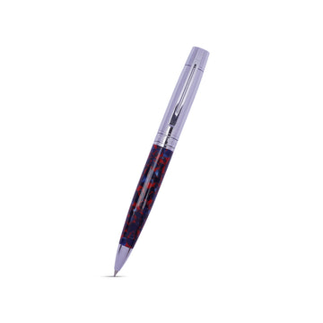 Oliver Pens Vision Red & Blue Marble Ball Pen – Silver Cap, Medium Tip