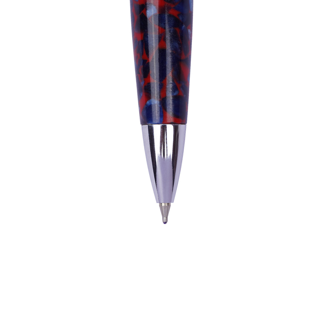 Oliver Pens Vision Red & Blue Marble Ball Pen – Silver Cap, Medium Tip