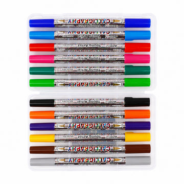 ADD Gel Calligraphy Dual Tip Brush Pen Set – 12 Vibrant Colours