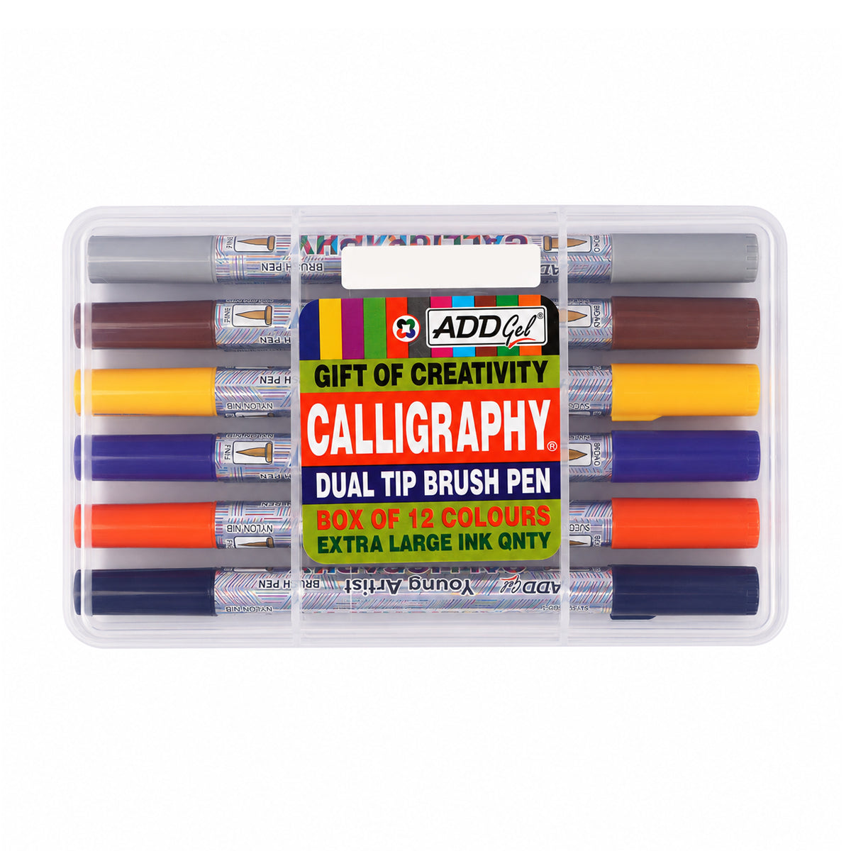 ADD Gel Calligraphy Dual Tip Brush Pen Set – 12 Vibrant Colours