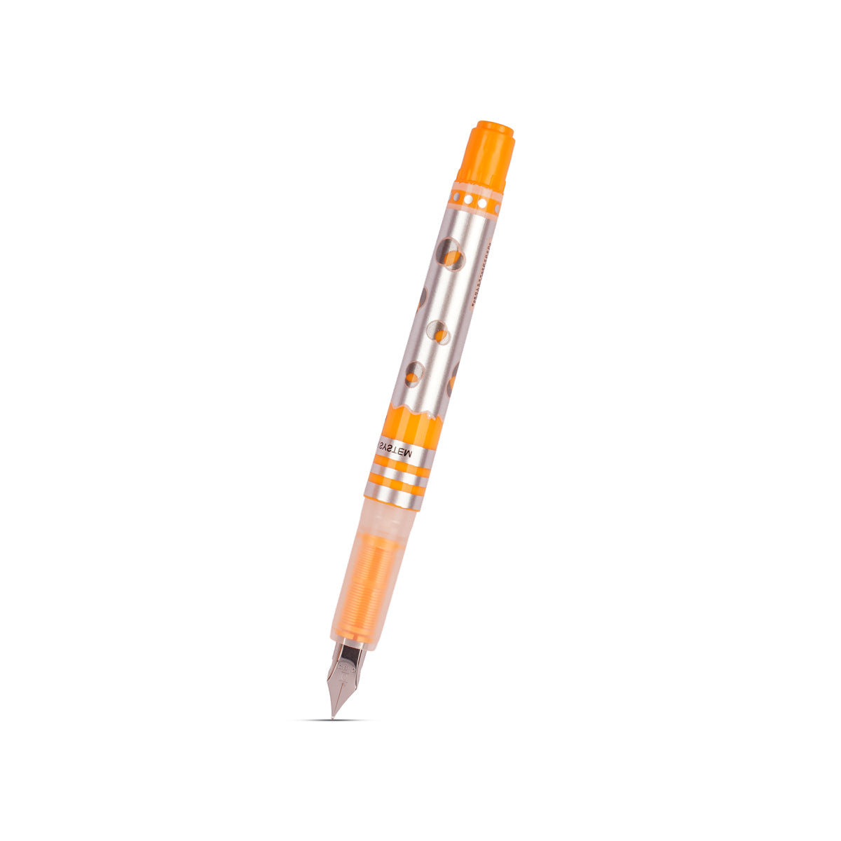 Cello Ink Matte Silver & Orange Fountain Pen with 2 Super Jumbo Cartridges