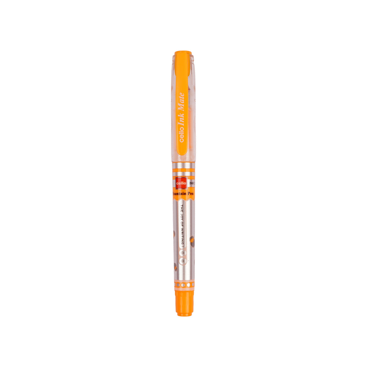 Cello Ink Matte Silver & Orange Fountain Pen with 2 Super Jumbo Cartridges