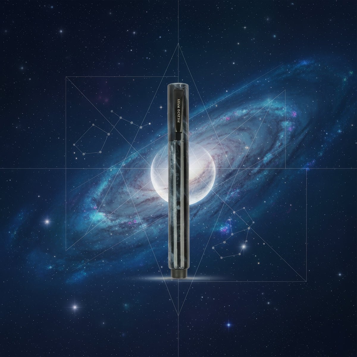 Picasso Parri Sumo Marble Black Roller Ball Pen — Blue Ink, Cap Type