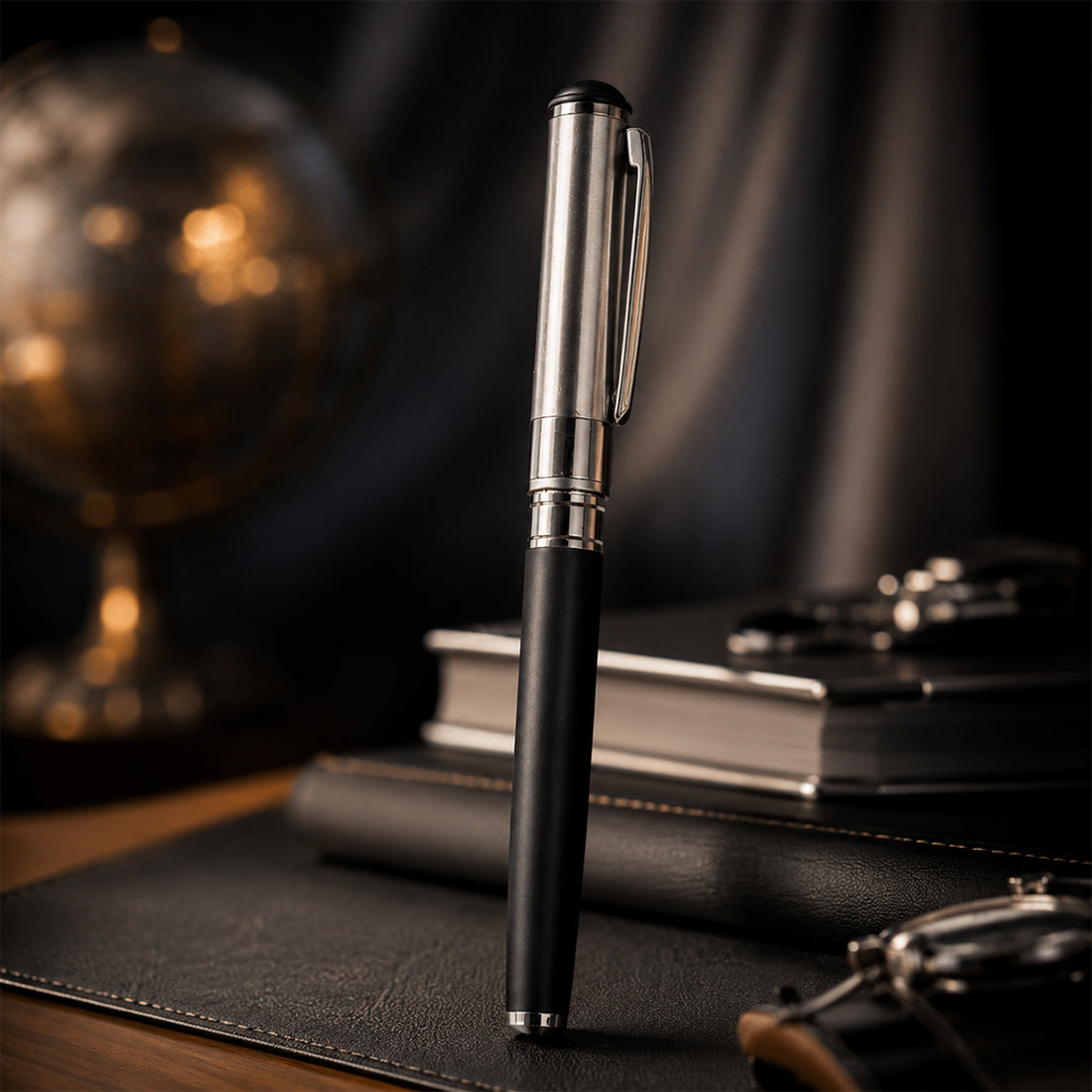 Black Body Gunmetal Cap Ballpoint Pen – Cap Type