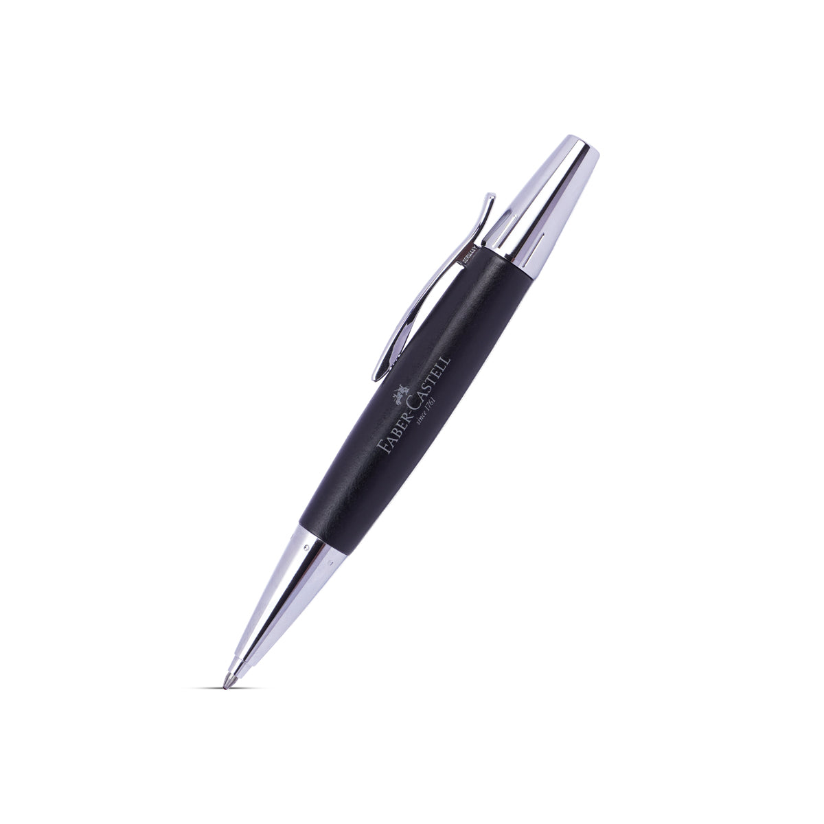 Faber-Castell Glossy Black & Silver Ballpoint Pen – Twist Mechanism