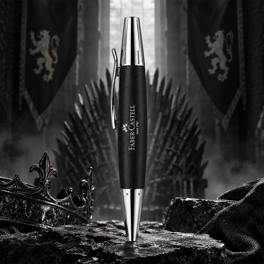 Faber-Castell Glossy Black & Silver Ballpoint Pen – Twist Mechanism