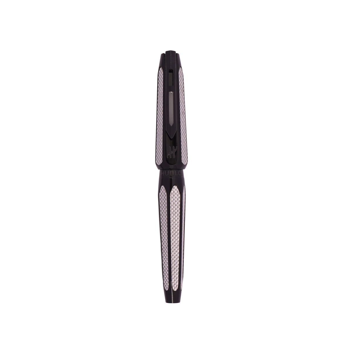 Hublot Luxury Carbon Fiber Roller Ball Pen – Black & Silver, Medium Tip