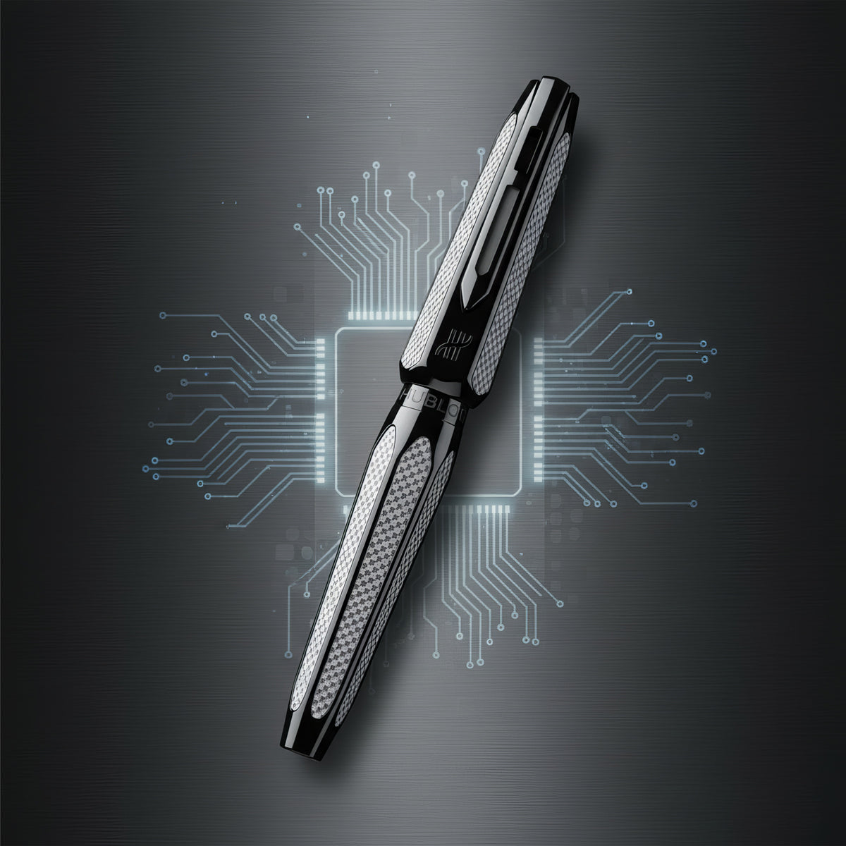 Hublot Luxury Carbon Fiber Roller Ball Pen – Black & Silver, Medium Tip