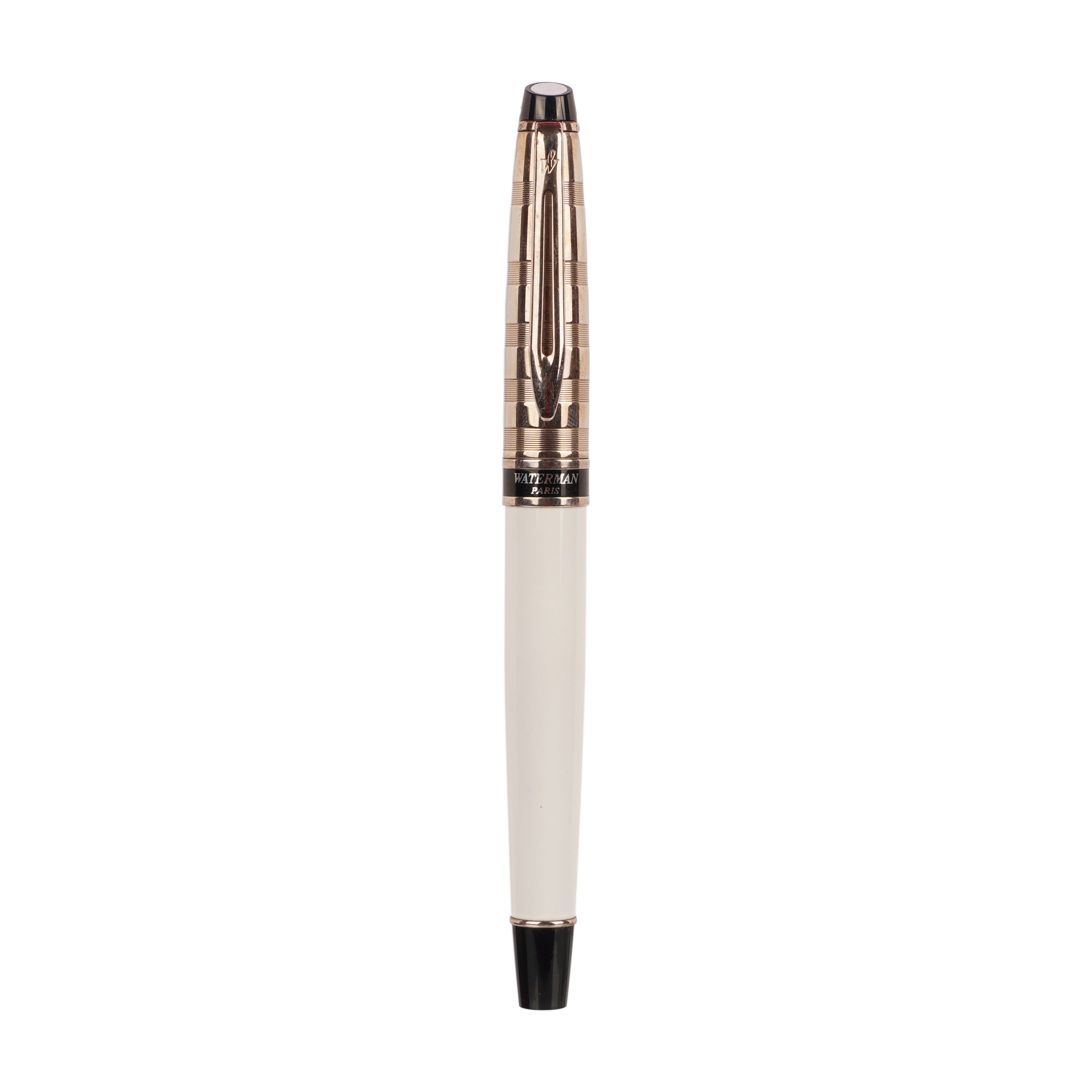 Waterman Paris White Body Fountain Pen Silver Cap Medium Nib