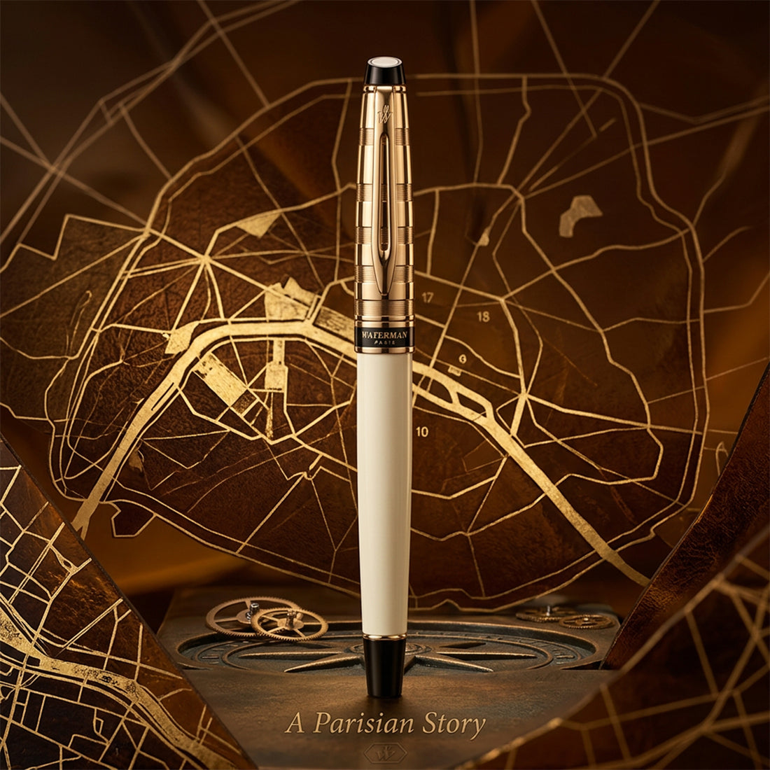 Waterman Paris White Body Fountain Pen Silver Cap Medium Nib
