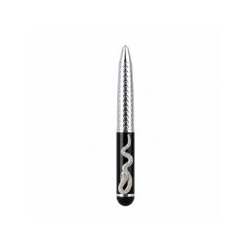 Mini Silver Ball Pen – Black Cap with Snake Clip, Twist Type | The Writershub | Blue Ink