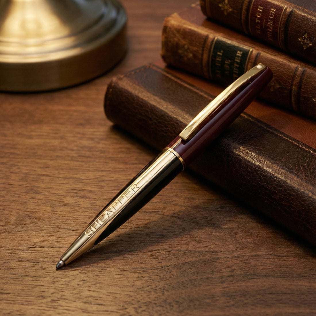 Sheaffer Taranis Stormy Wine & Gold Trim Twist Mechanism Ballpoint Pen