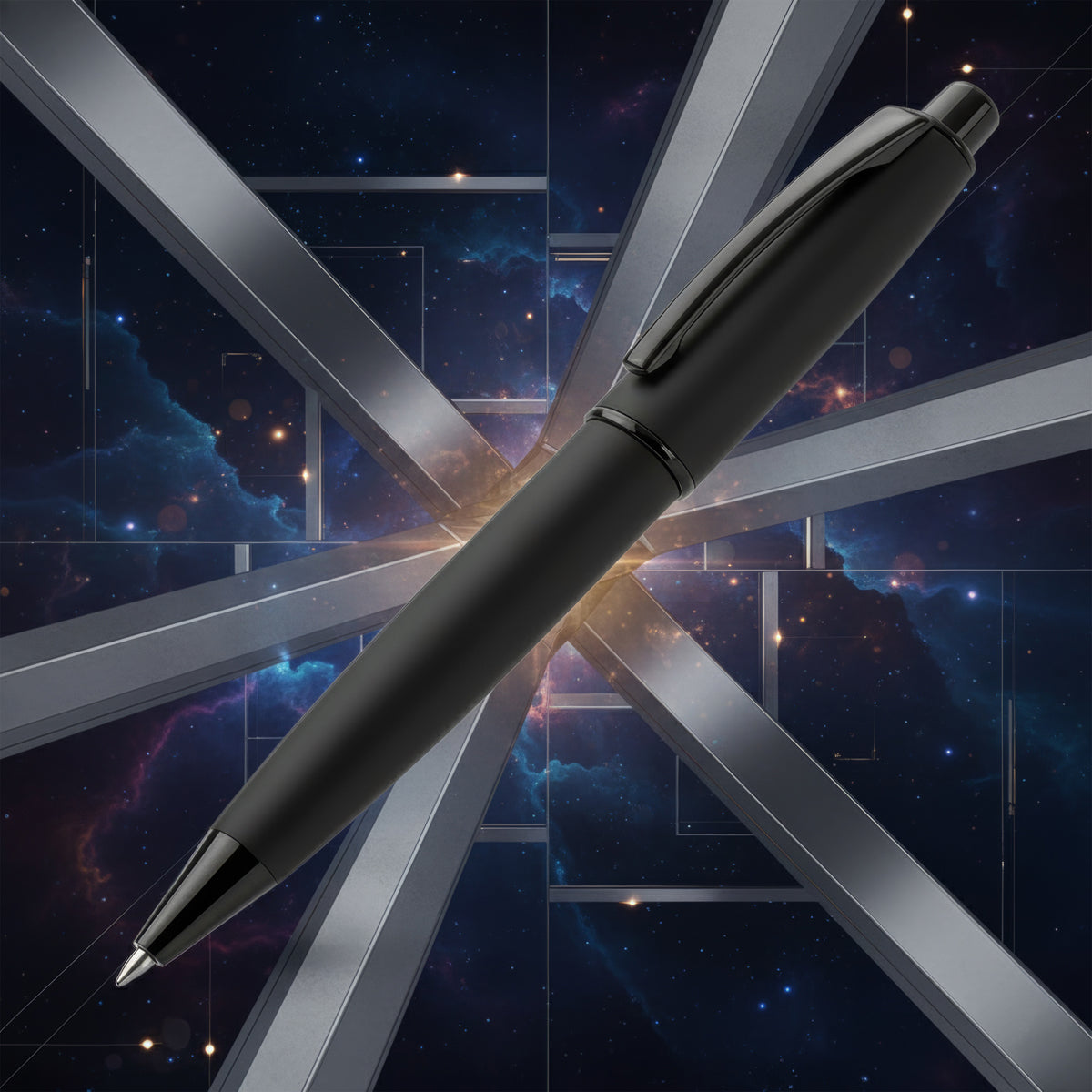 Cello Signature Carbon Black Roller Ball Pen – Metal Body, Blue Ink