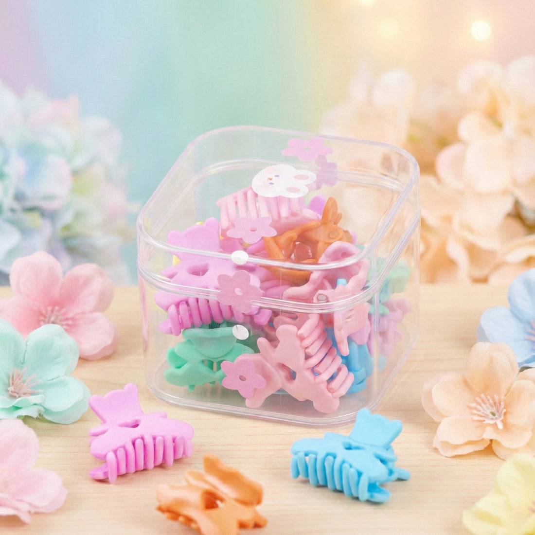 The Writershub Kids Pastel Hair Clips Set with Mini Claws & Storage Box