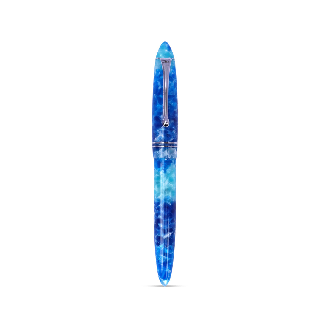 Click Blue & White Marble Fountain Pen – Medium Nib, 3-in-1 Filling System