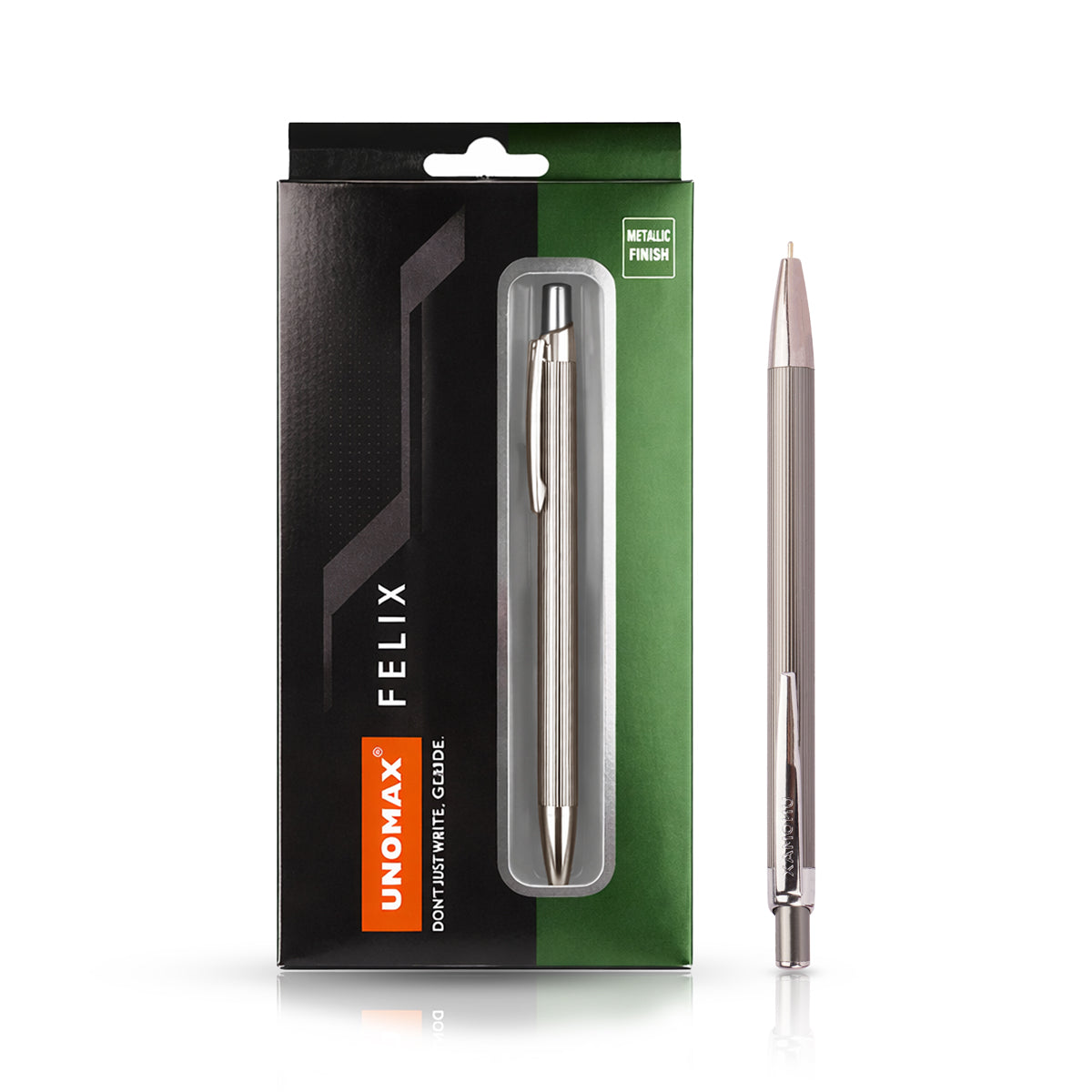 Unomax Felix Metal Body Ball Pen – Blue Ink, Retractable