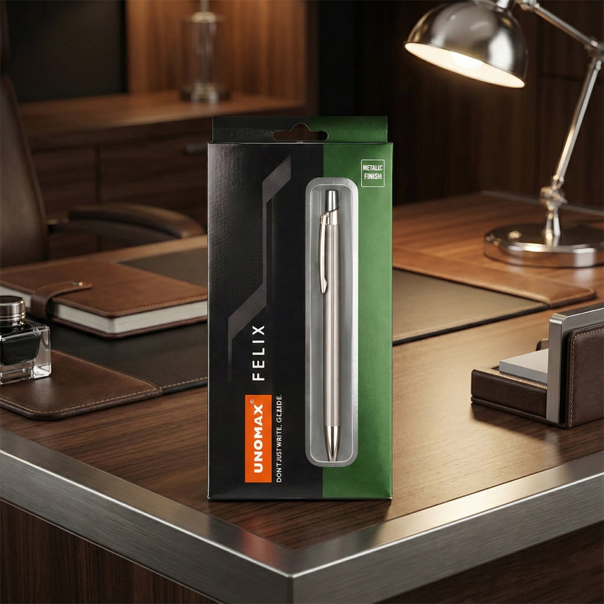 Unomax Felix Metal Body Ball Pen – Blue Ink, Retractable