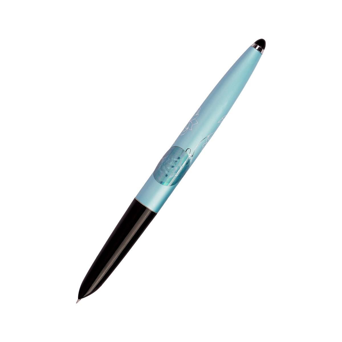 Hero 329 Sky Blue Metal Aerometric Fine Nib Fountain Pen Engraved