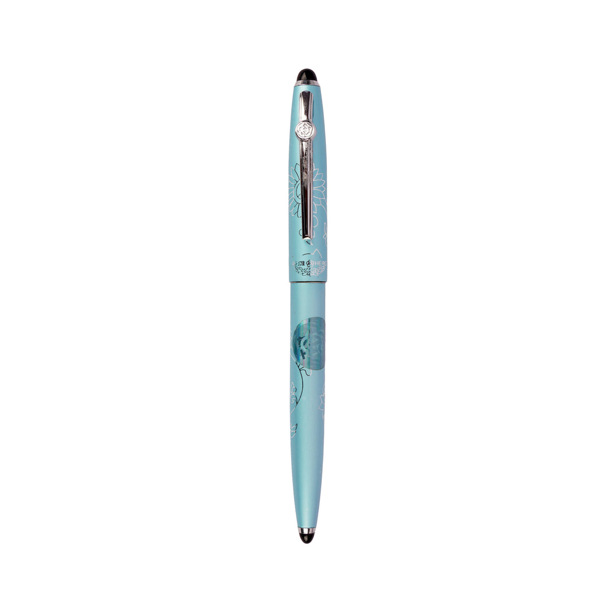 Hero 329 Sky Blue Metal Aerometric Fine Nib Fountain Pen Engraved