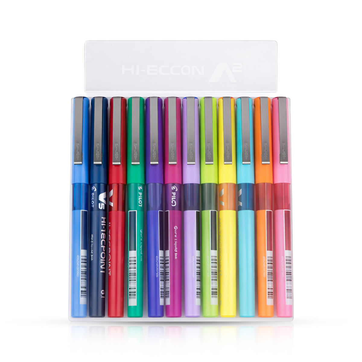 Pilot Hi-Tecpoint V5 Rainbow 12 Colour Liquid Ink Pen Set