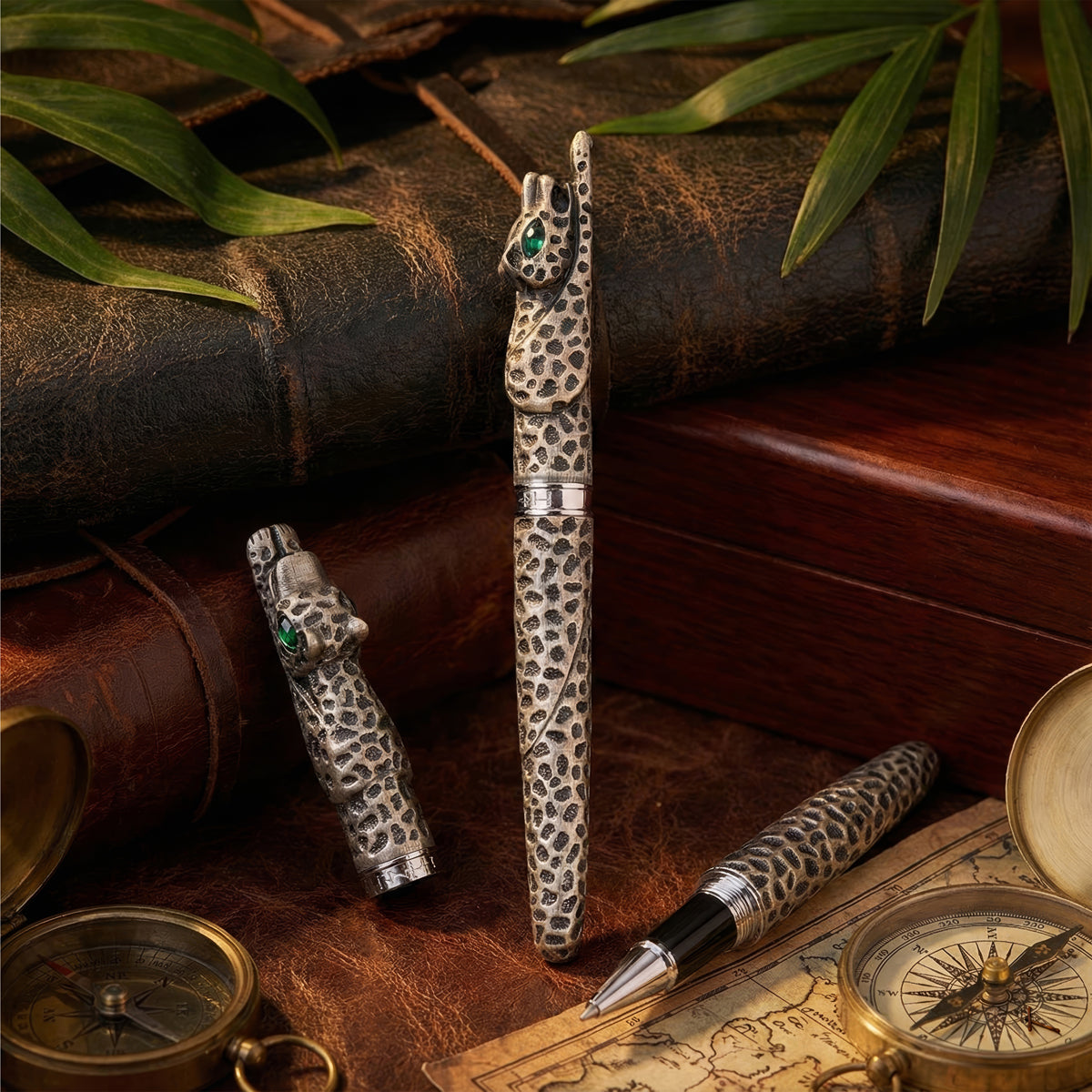 Jinhao Leopard Design Rollerball Pen – Grey Metal Body, 0.7mm Tip