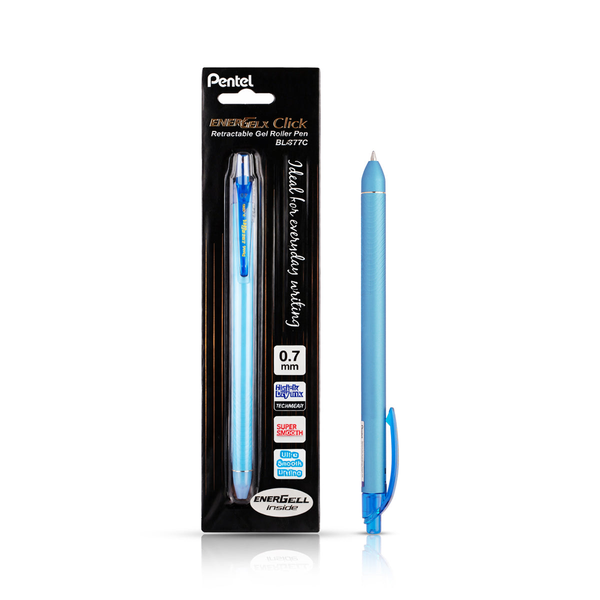 Pentel EnerGel Click BL437R2 0.7mm Blue Gel Pen Set of 3