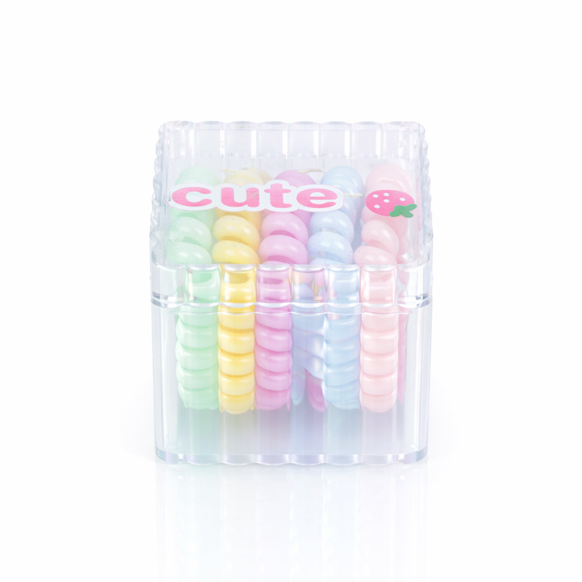 The Writershub Pastel Spiral Coil Hair Ties Set with Storage Box