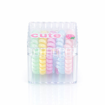 The Writershub Pastel Spiral Coil Hair Ties Set with Storage Box