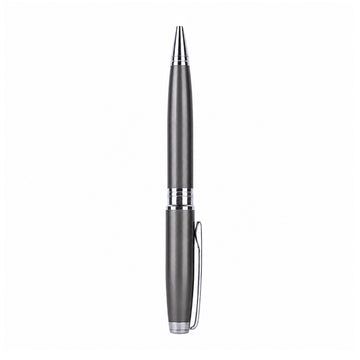 Glossy Grey Body Ball Pen with Silver Clip — Twist Mechanism