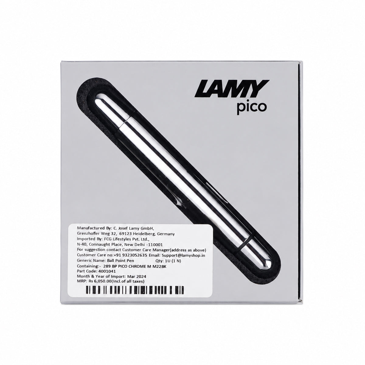 Lamy Pico 289 Chrome Finish Pocket Ballpoint Pen – Retractable Metal Body