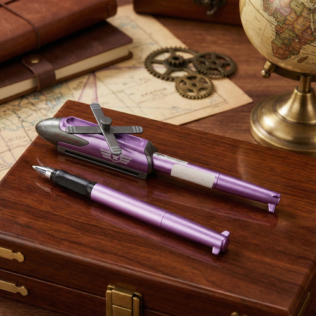 The Writershub Glossy Purple Helicopter Shape Rollerball Pen