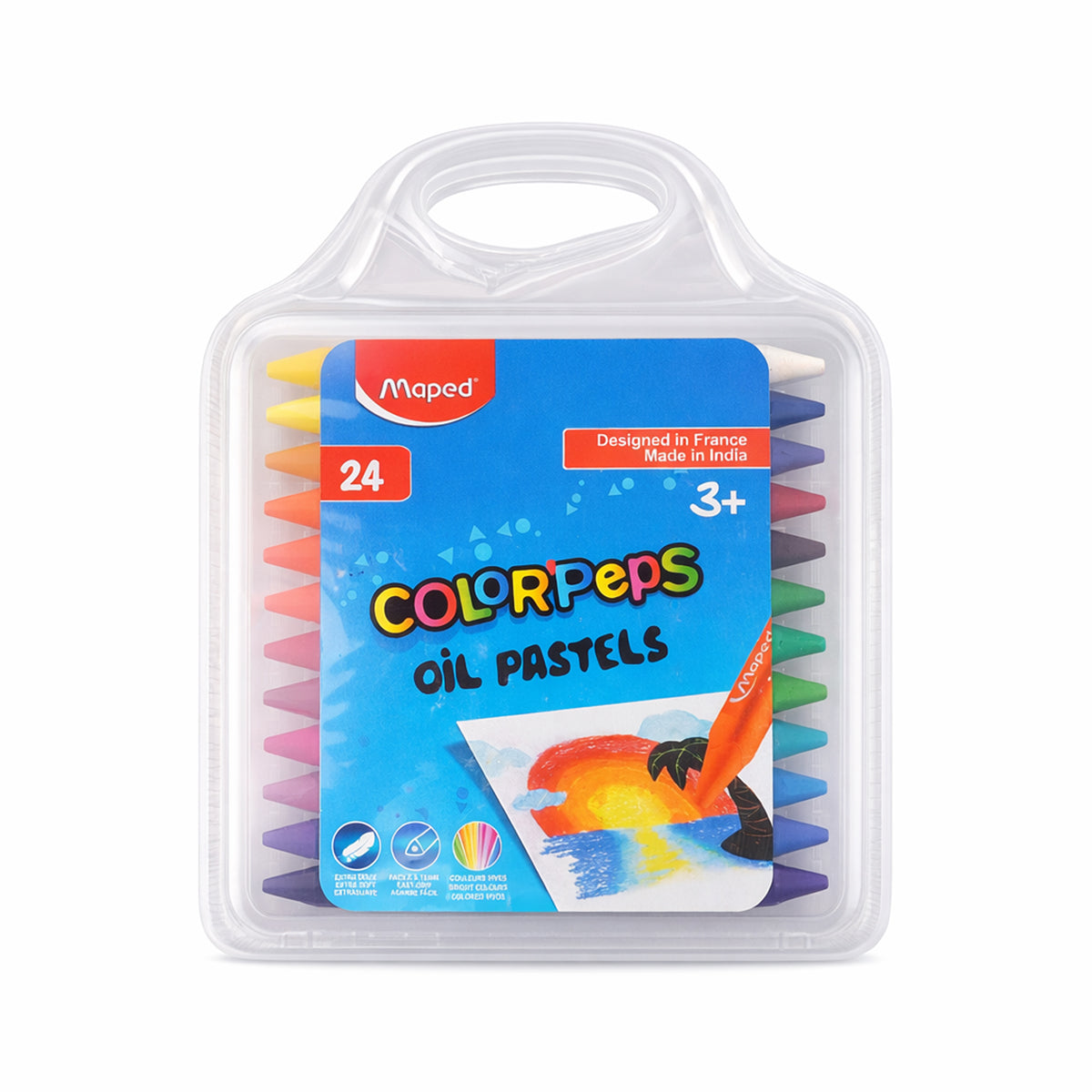 Maped Color Peps 24 Oil Pastels Set with Plastic Storage Case