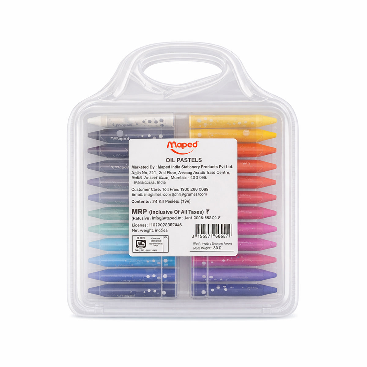 Maped Color Peps 24 Oil Pastels Set with Plastic Storage Case