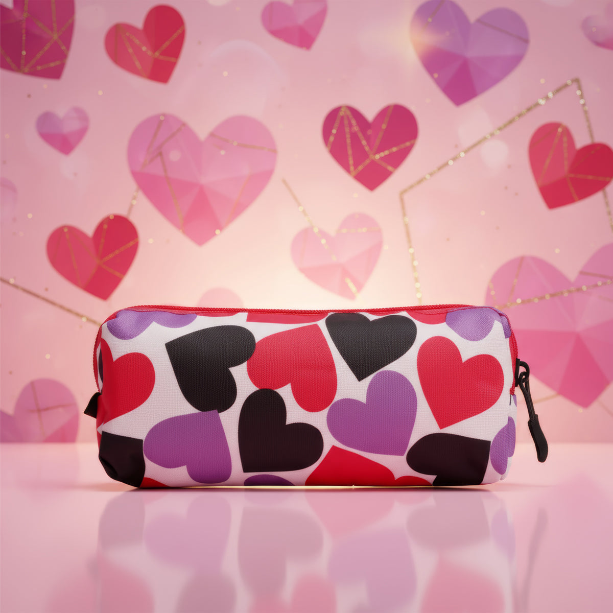 Oddy Experience Smart Pencil Pouch – Heart Print, Zipper Closure