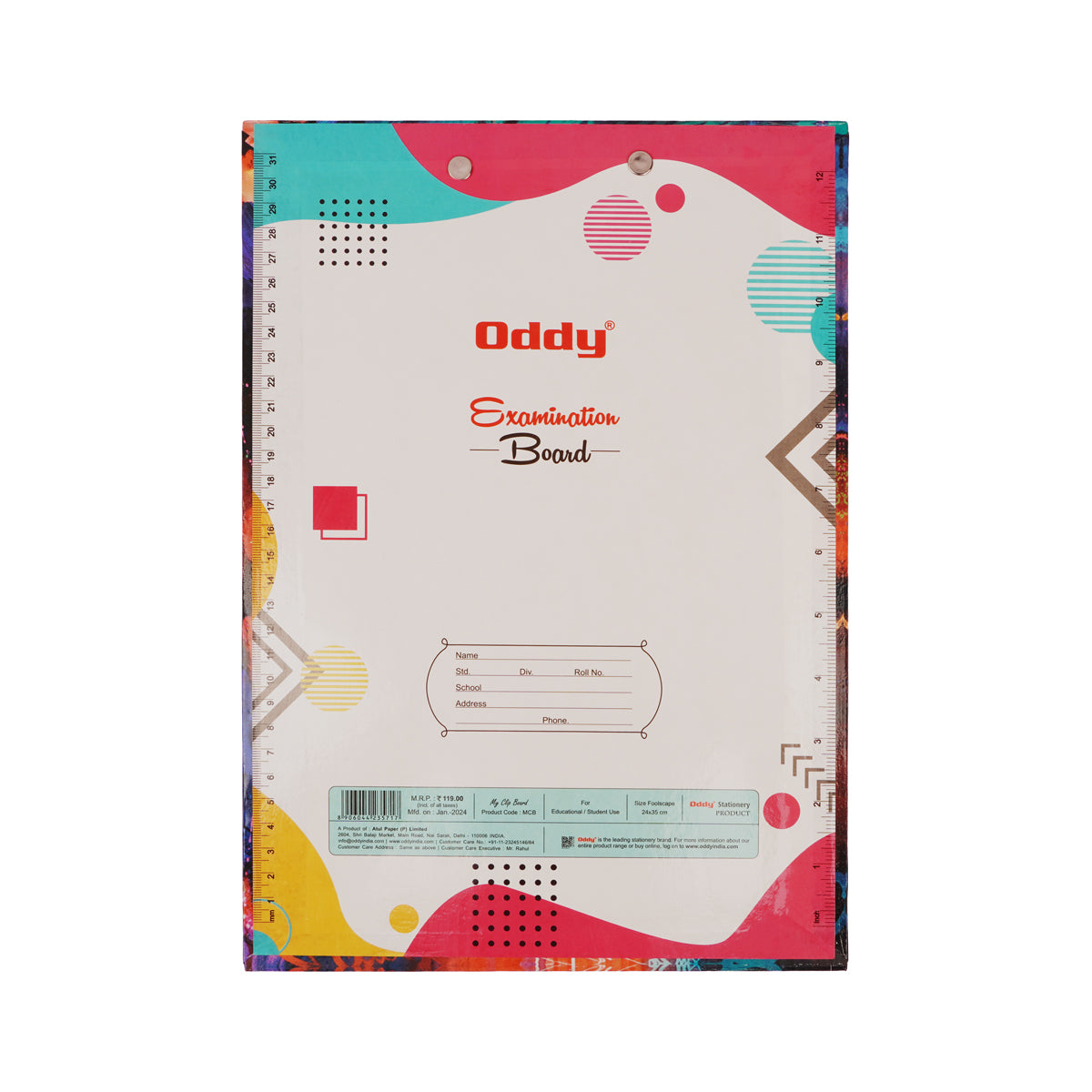 Oddy Examination Board – Durable MDF Clipboard with Scale (24.5 x 35 cm)