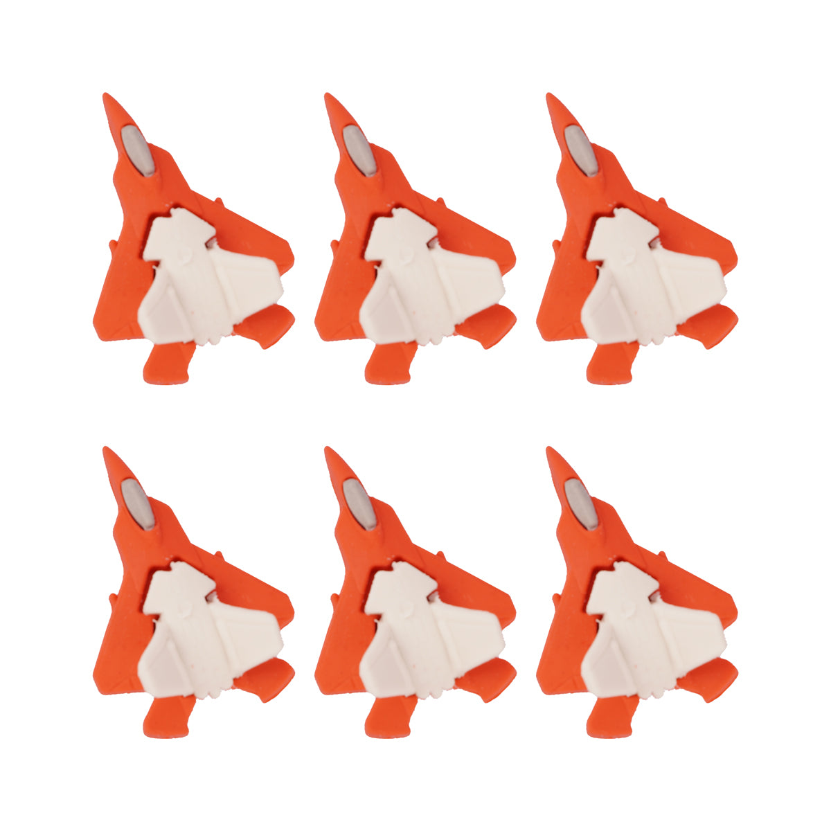 The Writershub Red & White 3D Fighter Jet Eraser Set of 6