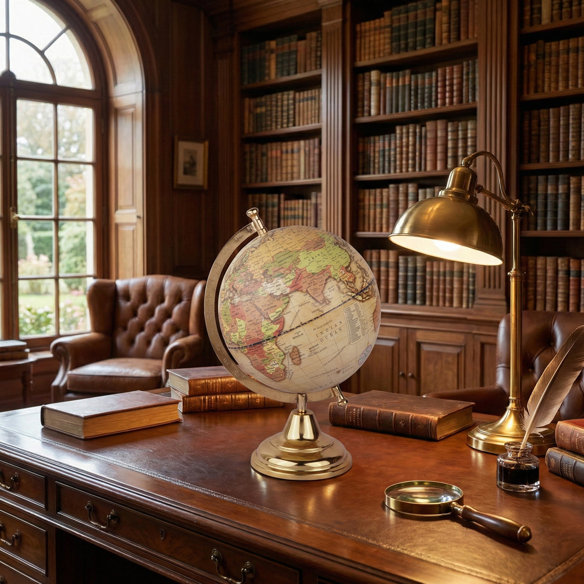 Antique Finish Educational Globe – Vintage World Map (31.5 cm)