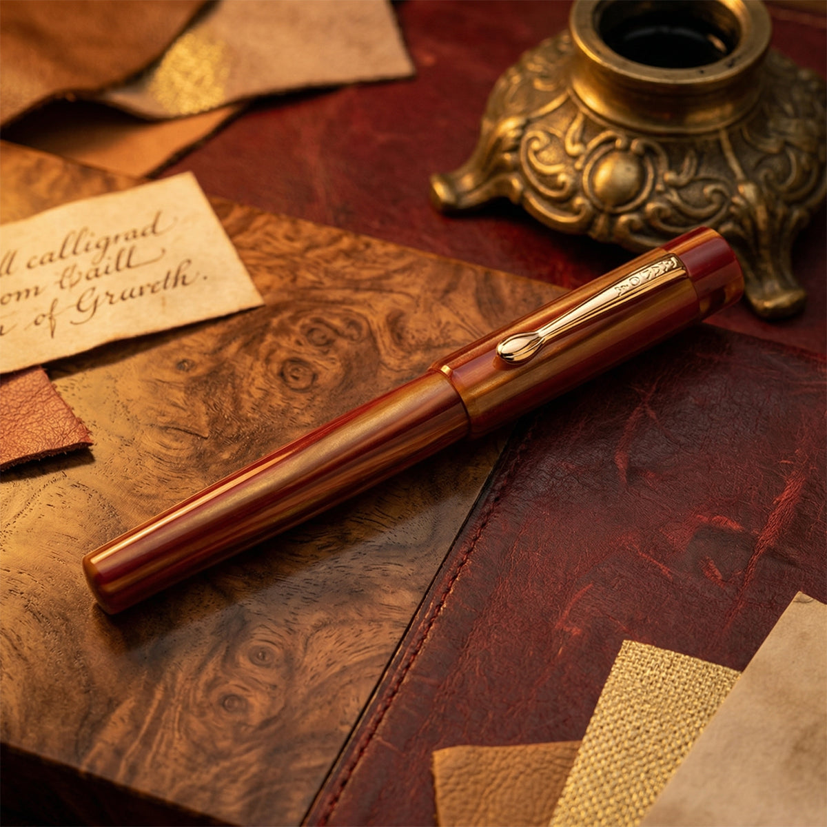 Ranga Splendour Premium Fountain Pen – Red & Yellow Acrylic